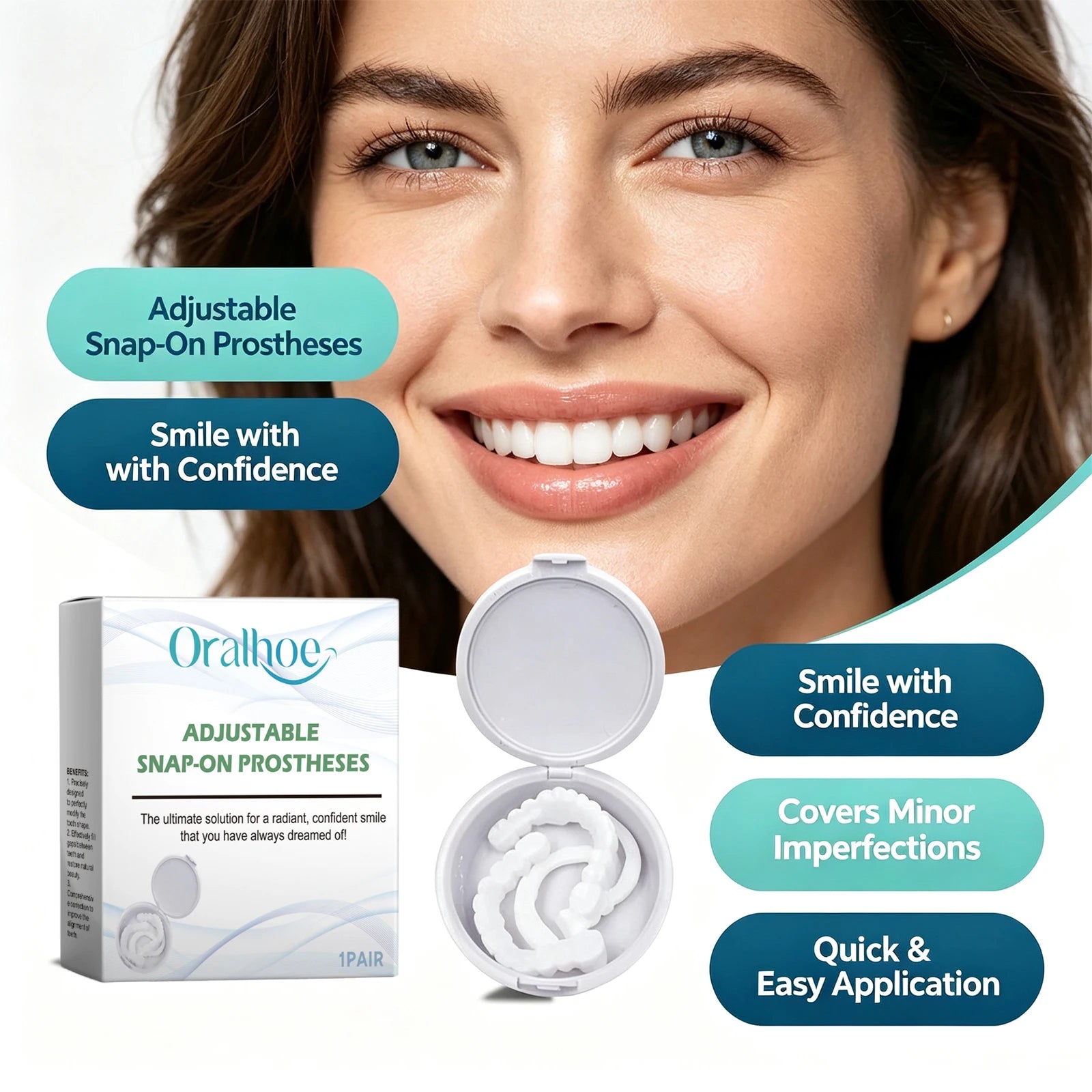 Adjustable Snap On Dentures Fake Teeth Smile Veneers for Daily Use and Instant Confident Beauty - 2
