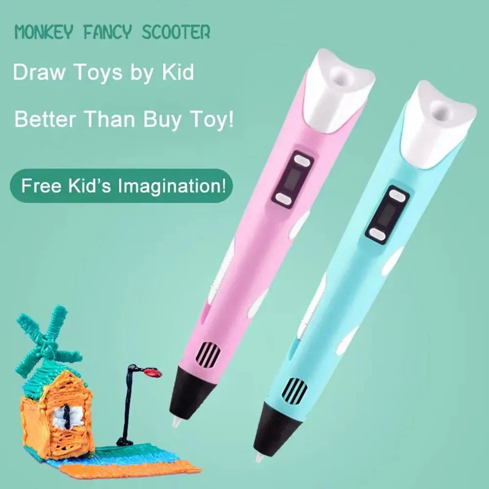 3D Printing Pen Art Drawing Tool LED Temperature Display for Kids Creative Arts Crafts