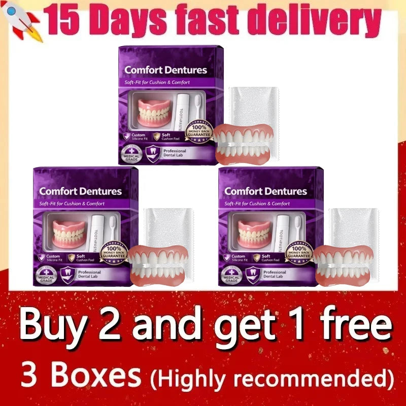 Silicone Dentures Full Set Fake Teeth for Natural Comfort Smile and Oral Beauty Improvement