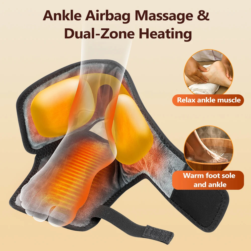 Airbag Ankle Massager Foot Compression Wrap with Heating for Pain Relief and Muscle Recovery