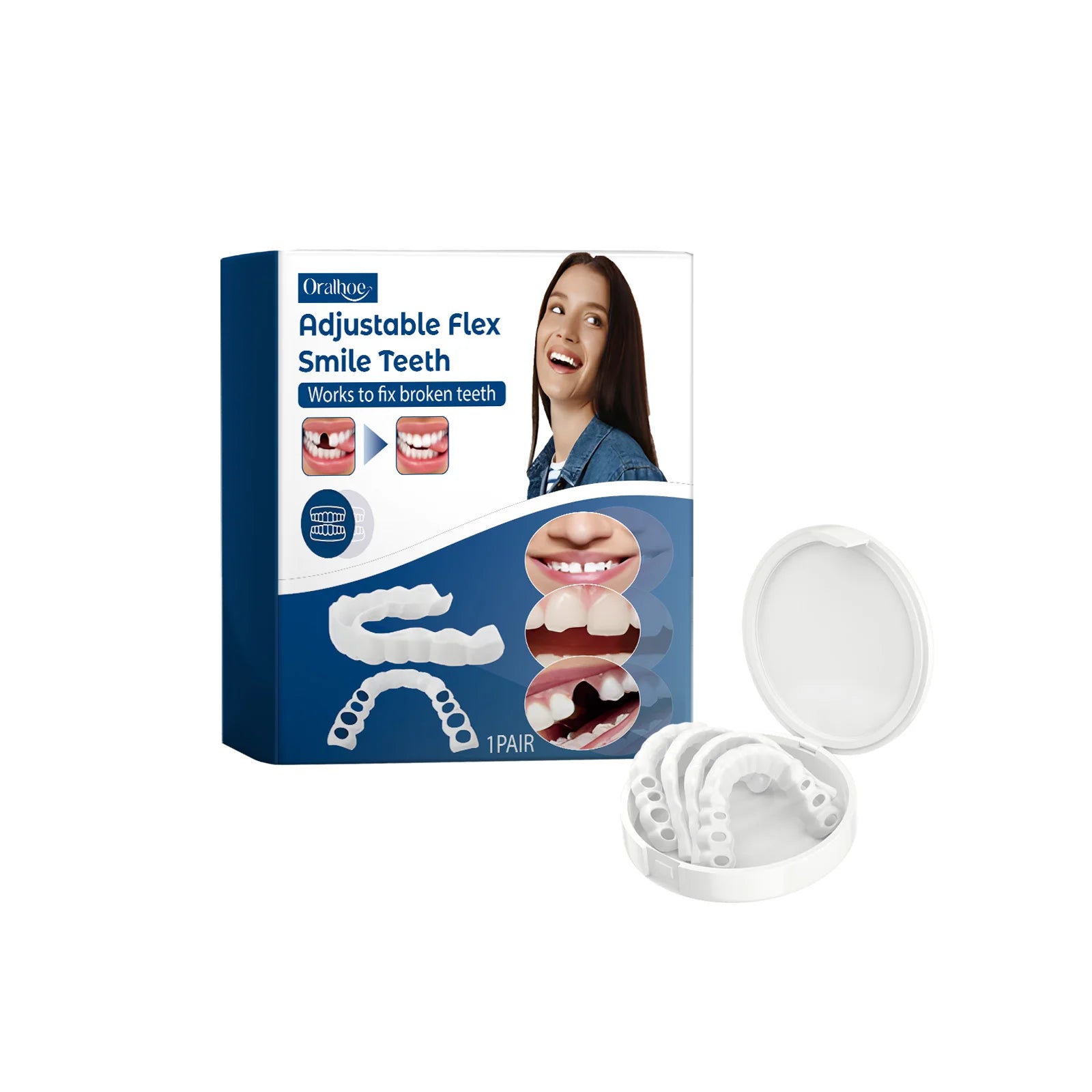Adjustable Snap On Dentures False Teeth Cosmetic Veneers for Smile Correction - 22