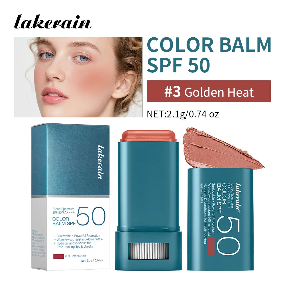 Sunscreen Blush Stick Tinted SPF 50 Cream Face Makeup for Glowing Cheeks