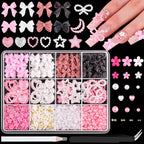 3D Nail Art Decorations Resin Charms Mixed Bowknot Pearl Beads for Manicure DIY Nail Design