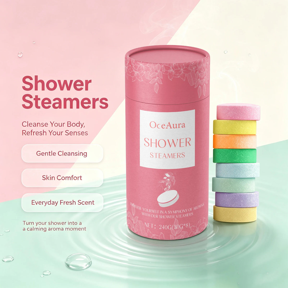 Aromatherapy Shower Tablets Soothing Steamers Natural Fragrance for Stress Relief Bath Home Spa