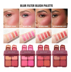 4 Color Blush Palette Matte Face Powder Makeup Set for Natural Cheek Glow