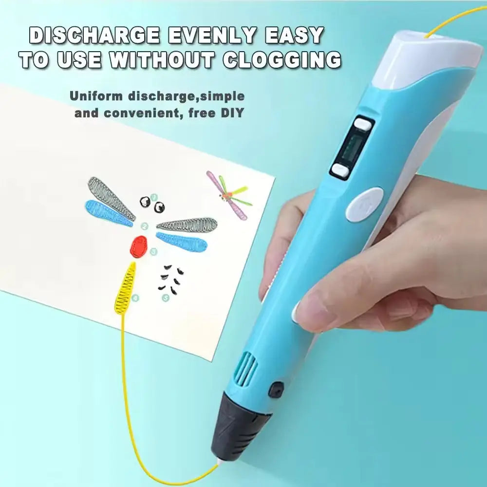 3D Printing Pen Art Drawing Tool LED Temperature Display for Kids Creative Arts Crafts