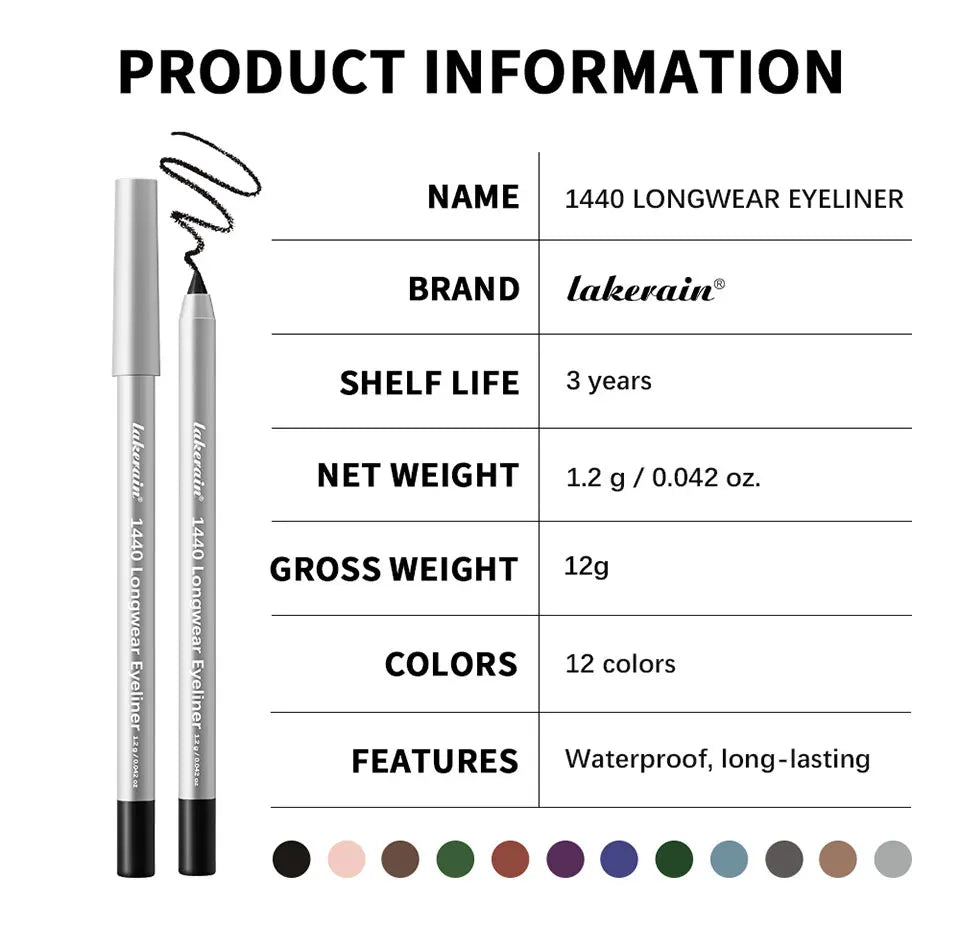 Longwear Eyeliner Pencil Waterproof Smudgeproof Eye Makeup for Precise Daily Cosmetic Look - 18
