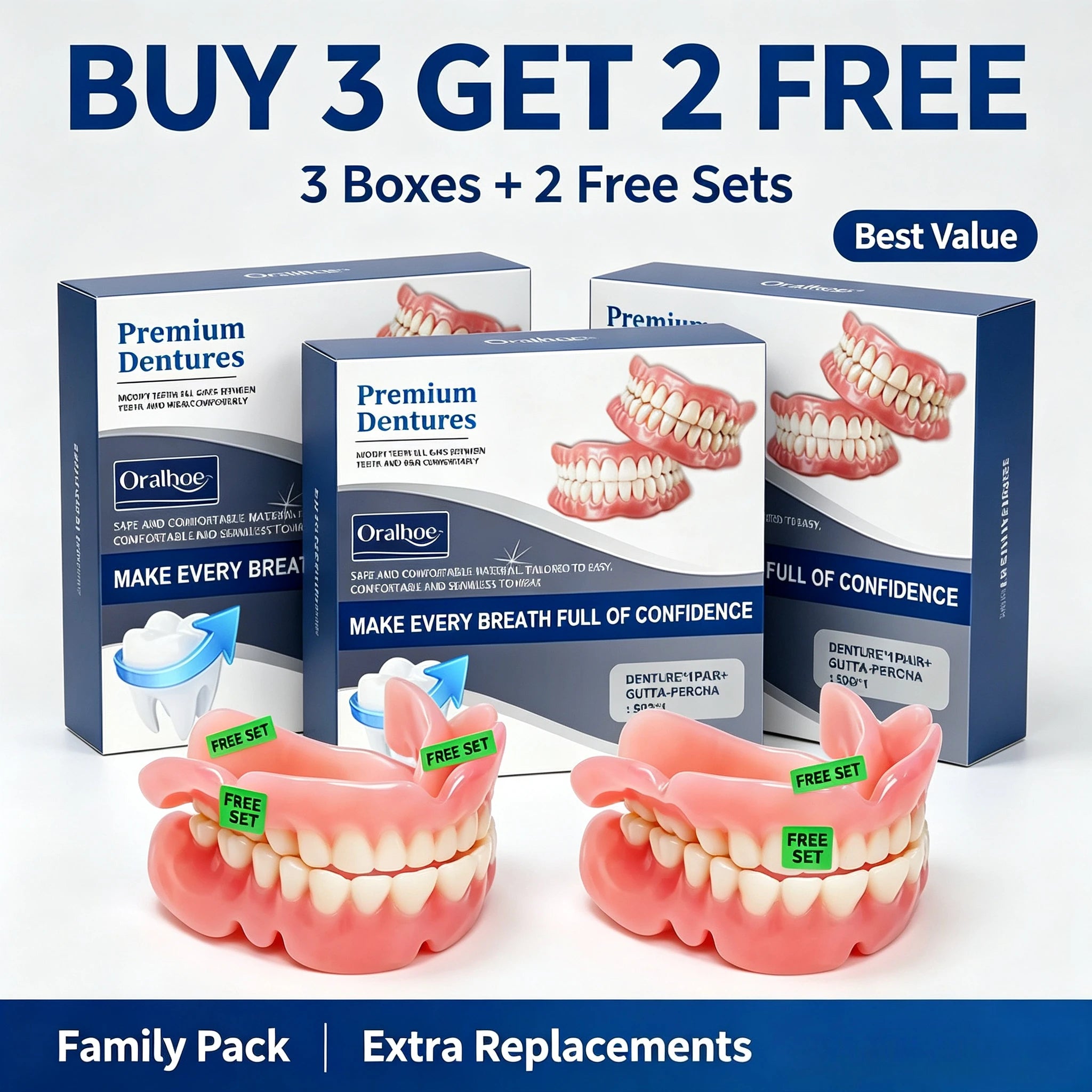 Snap On Dentures Cosmetic Teeth Veneers Natural Smile Fit for Men and Women - 9