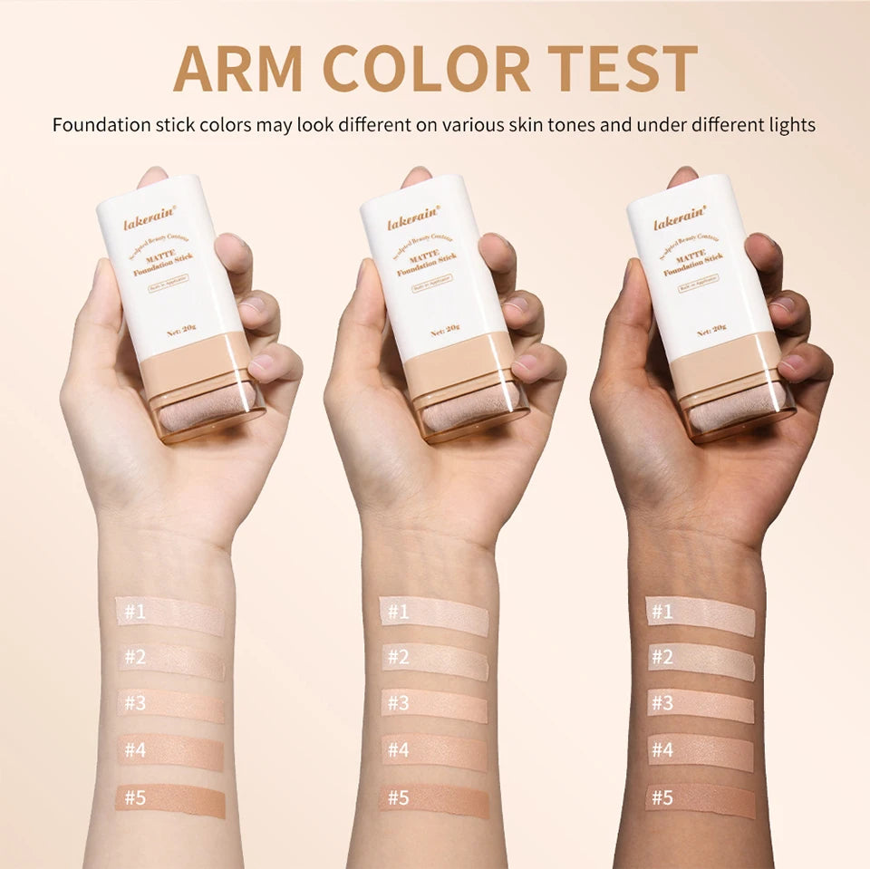 Matte Foundation Stick Face Concealer Makeup with Brush for Flawless Finish - 14