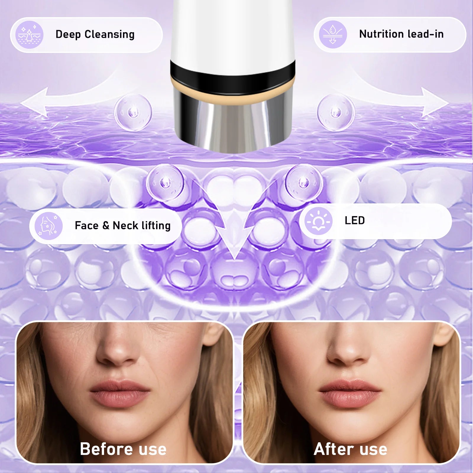 Microcurrent Facial Massager Face Lifting Device LED Skin Tightening Tool for Home Beauty Care - 8