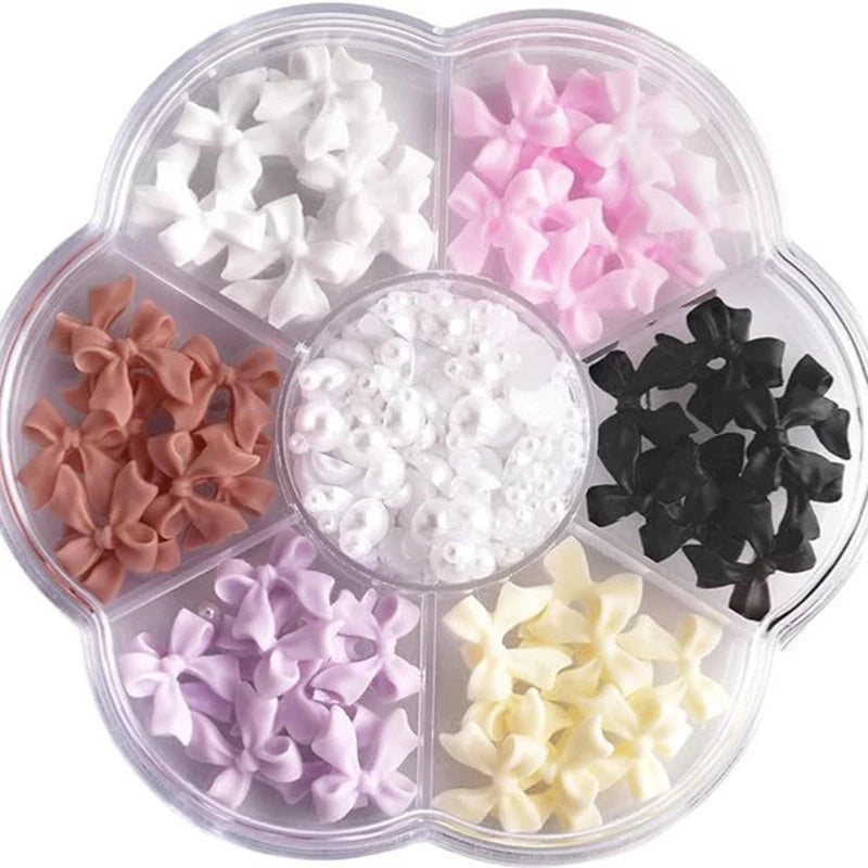 3D Nail Art Decorations Resin Charms Mixed Bowknot Pearl Beads for Manicure DIY Nail Design - 25