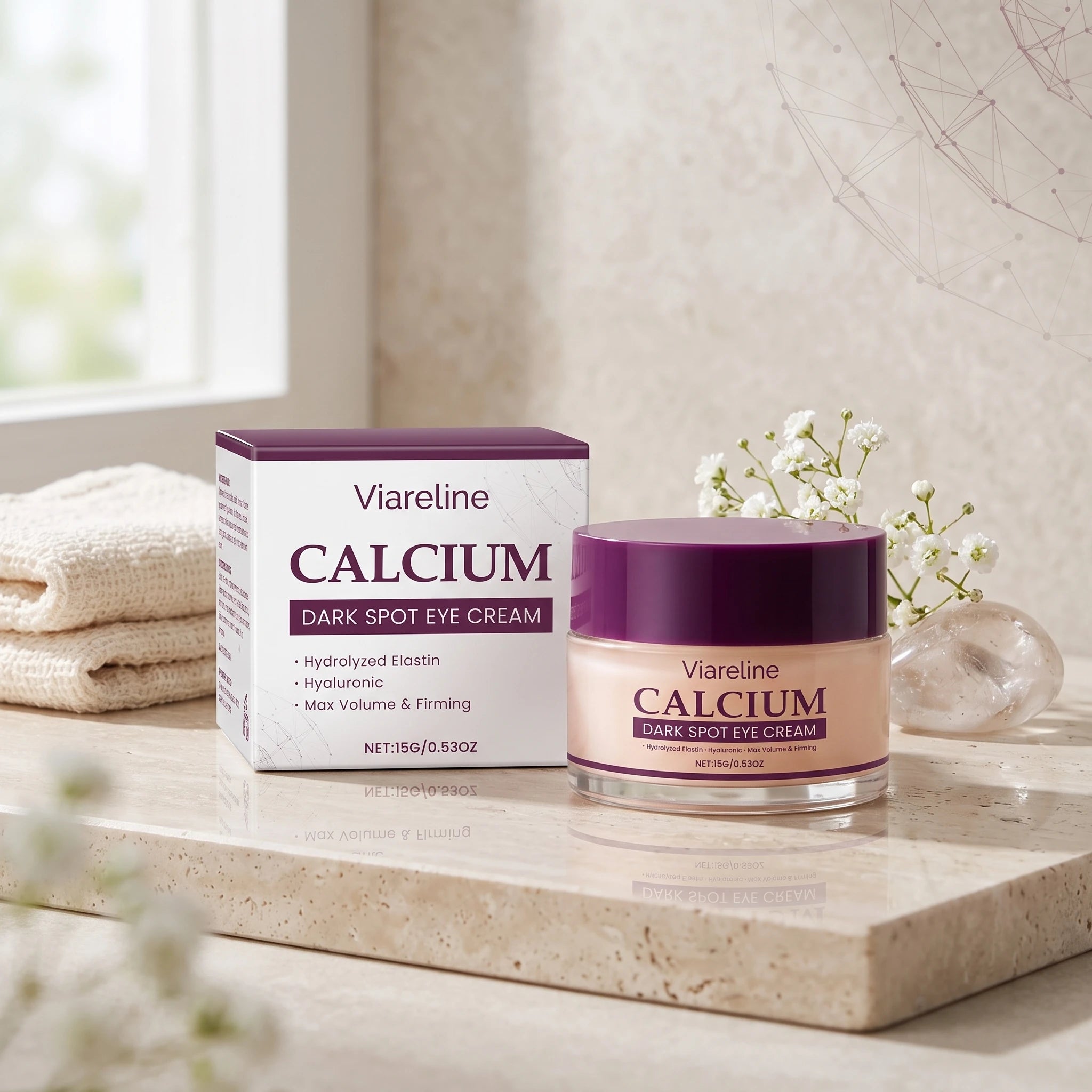 Calcium Eye Cream Dark Circle Remover Firming Moisturizer for Reducing Fine Lines and Puffiness - 3