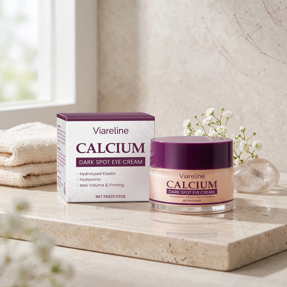 Calcium Eye Cream Dark Circle Remover Firming Moisturizer for Reducing Fine Lines and Puffiness