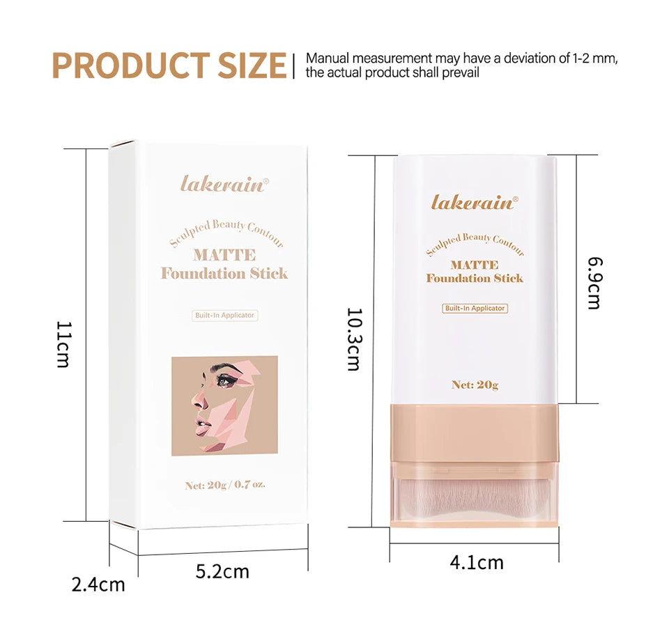 Matte Foundation Stick Face Concealer Makeup with Brush for Flawless Finish - 17