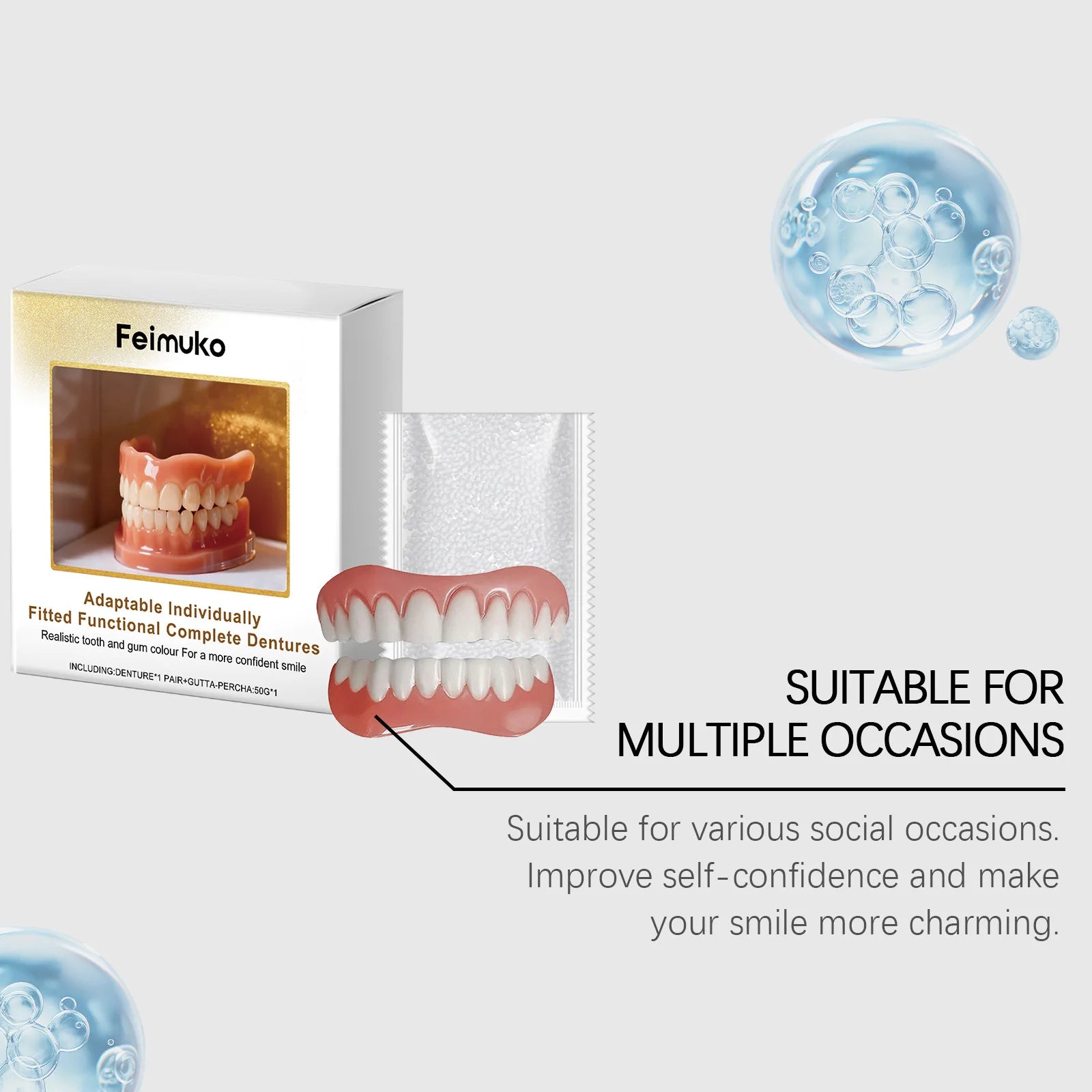 Denture Decoration Set Fake Teeth Veneers Resin Kit for Confident Smile - 15