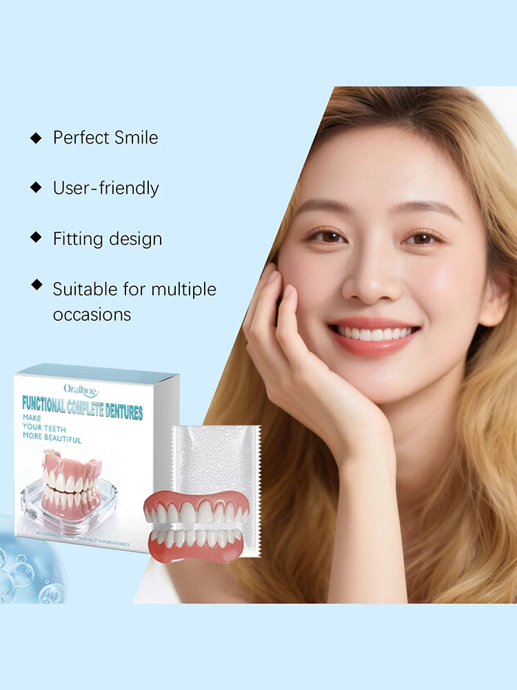 Fake Teeth Dentures Cosmetic Veneers Natural Smile Snap On Braces for Instant Confident Daily Wear