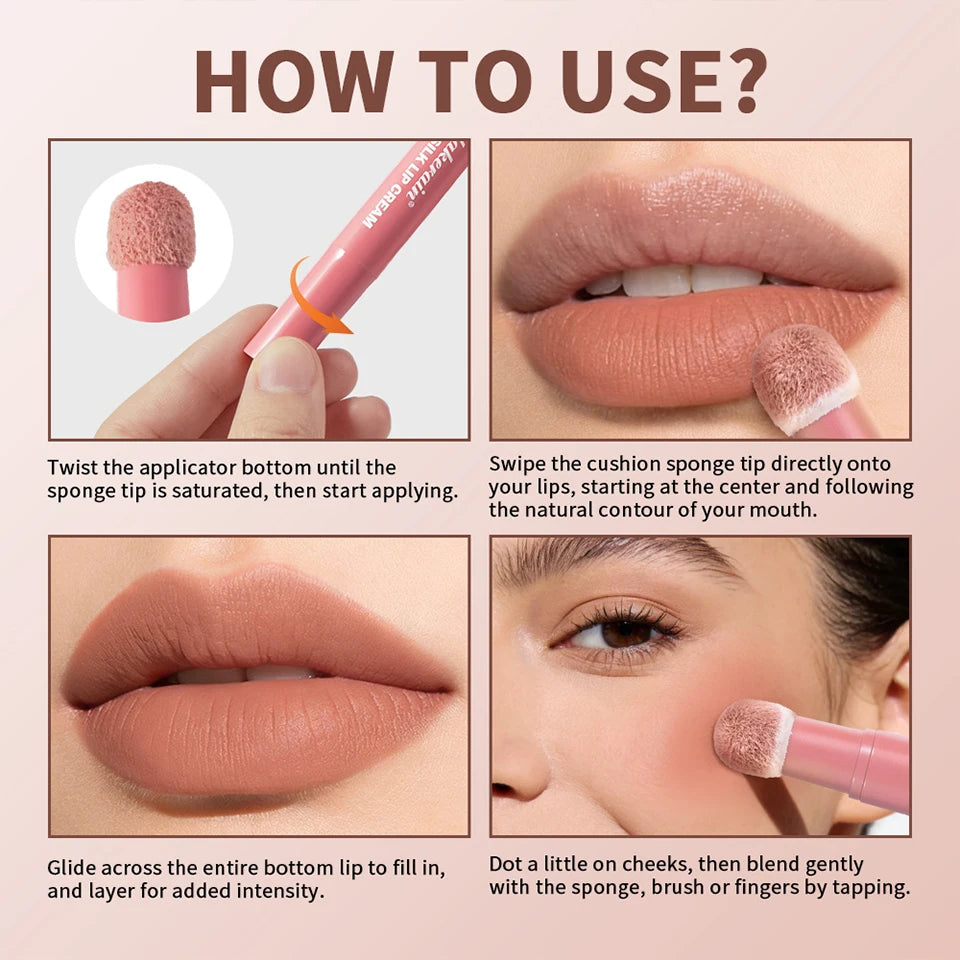 Air Cushion Lip Cream Tinted Blush Dual Action Matte Finish for Daily Makeup Routine