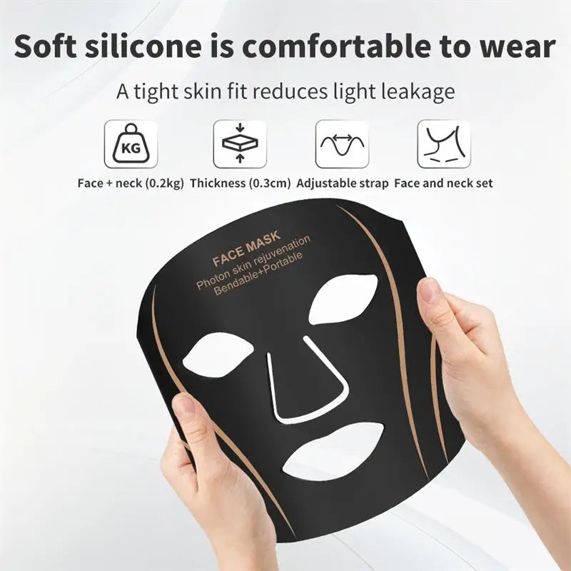 LED Face Neck Mask Silicone Light Therapy Device for Skin Rejuvenation and Anti Wrinkle Care - 3