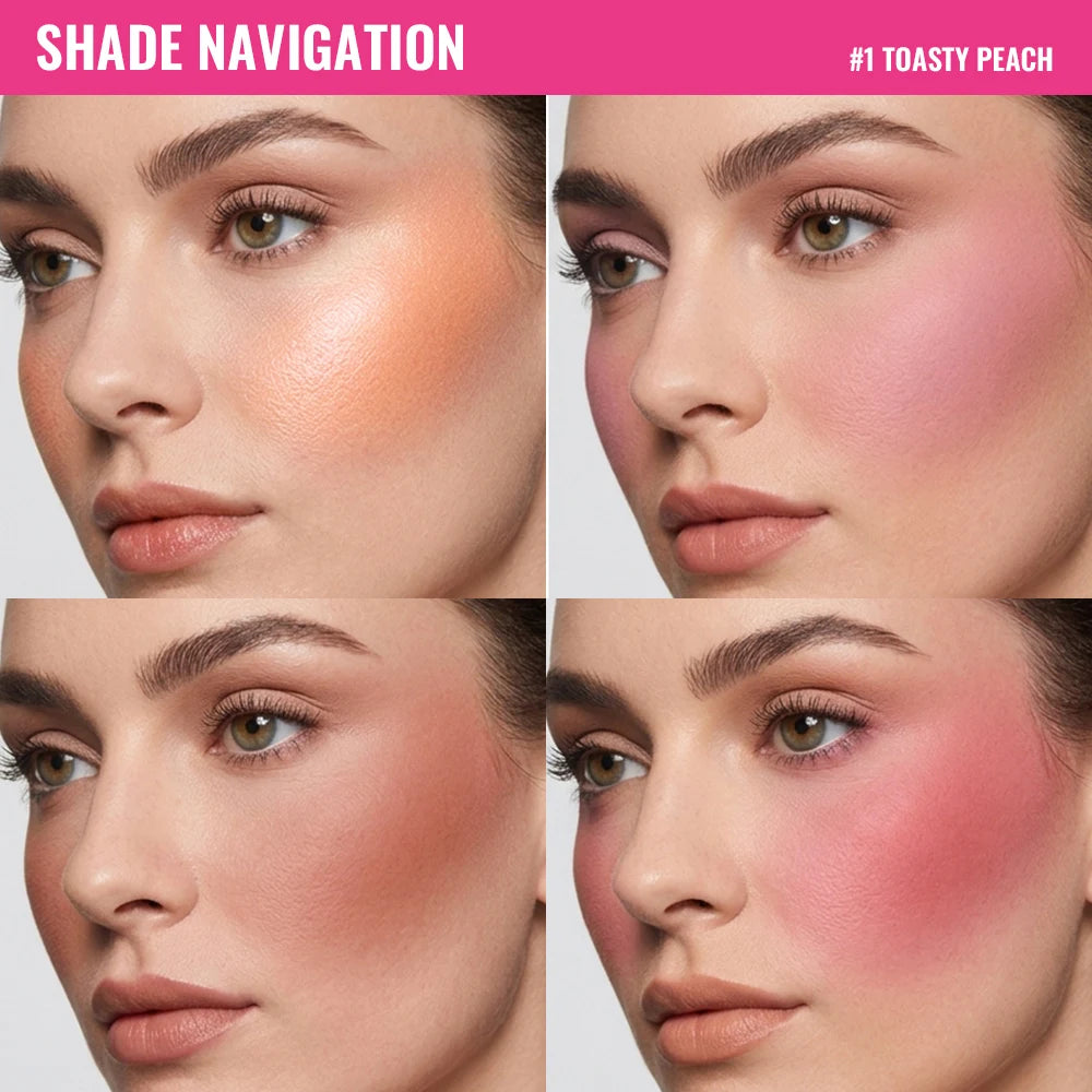 4 Color Blush Palette Matte Face Powder Makeup Set for Natural Cheek Glow - 5