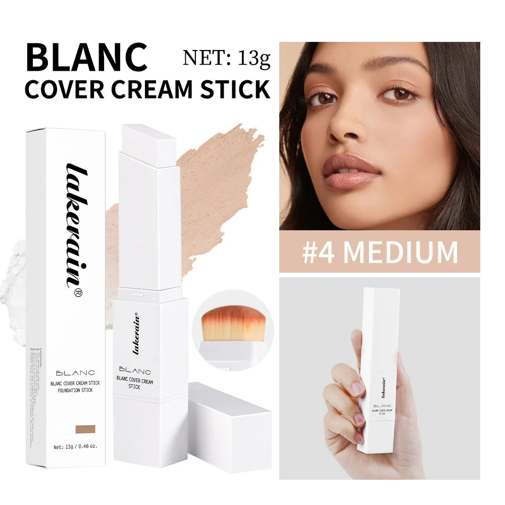 Foundation Stick Cream Makeup Buildable Coverage with Detachable Brush for Smooth Face Application - 25