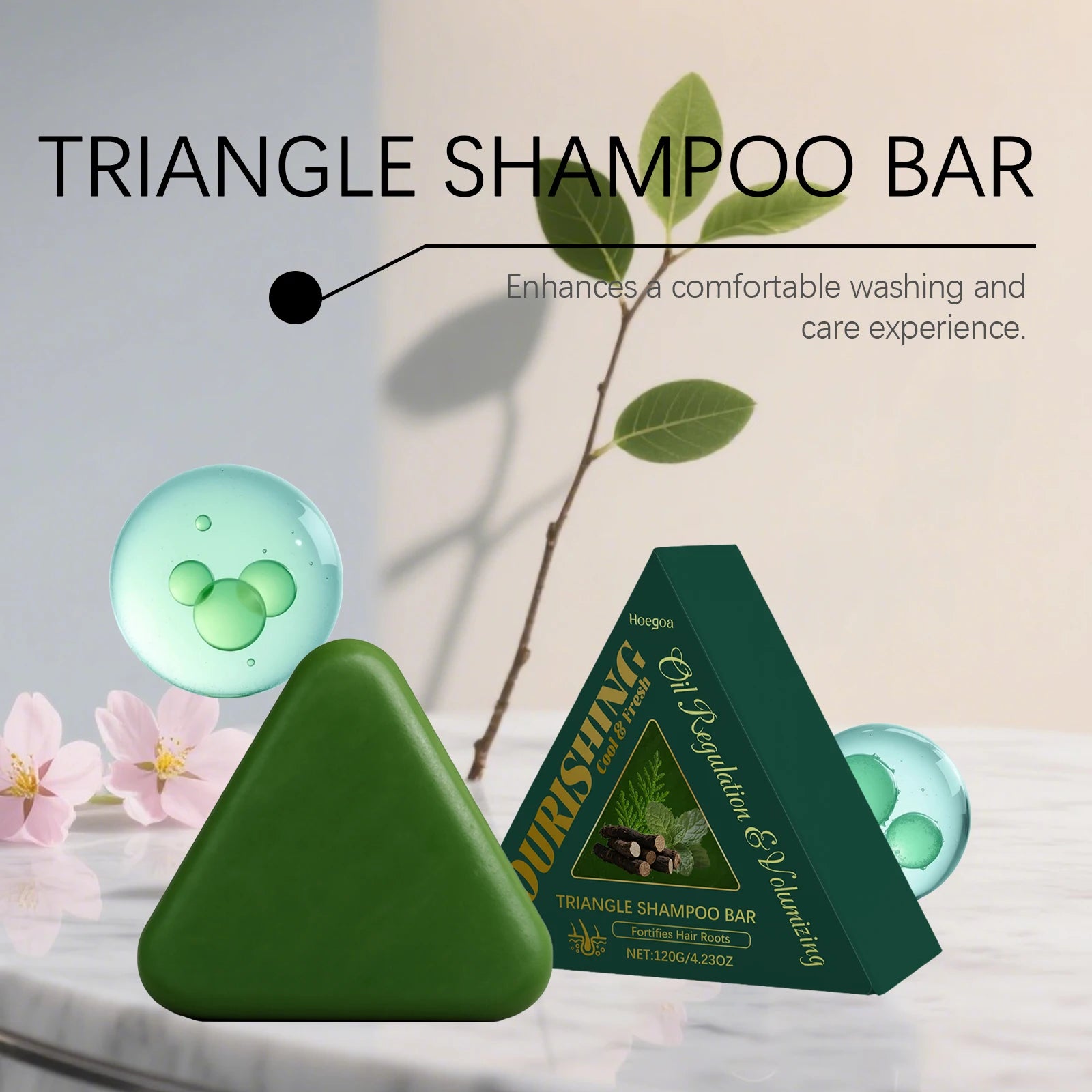 Triangle Hair Growth Soap Natural Herbal Shampoo Bar for Strengthening Thinning Hair and Oil Control - 10