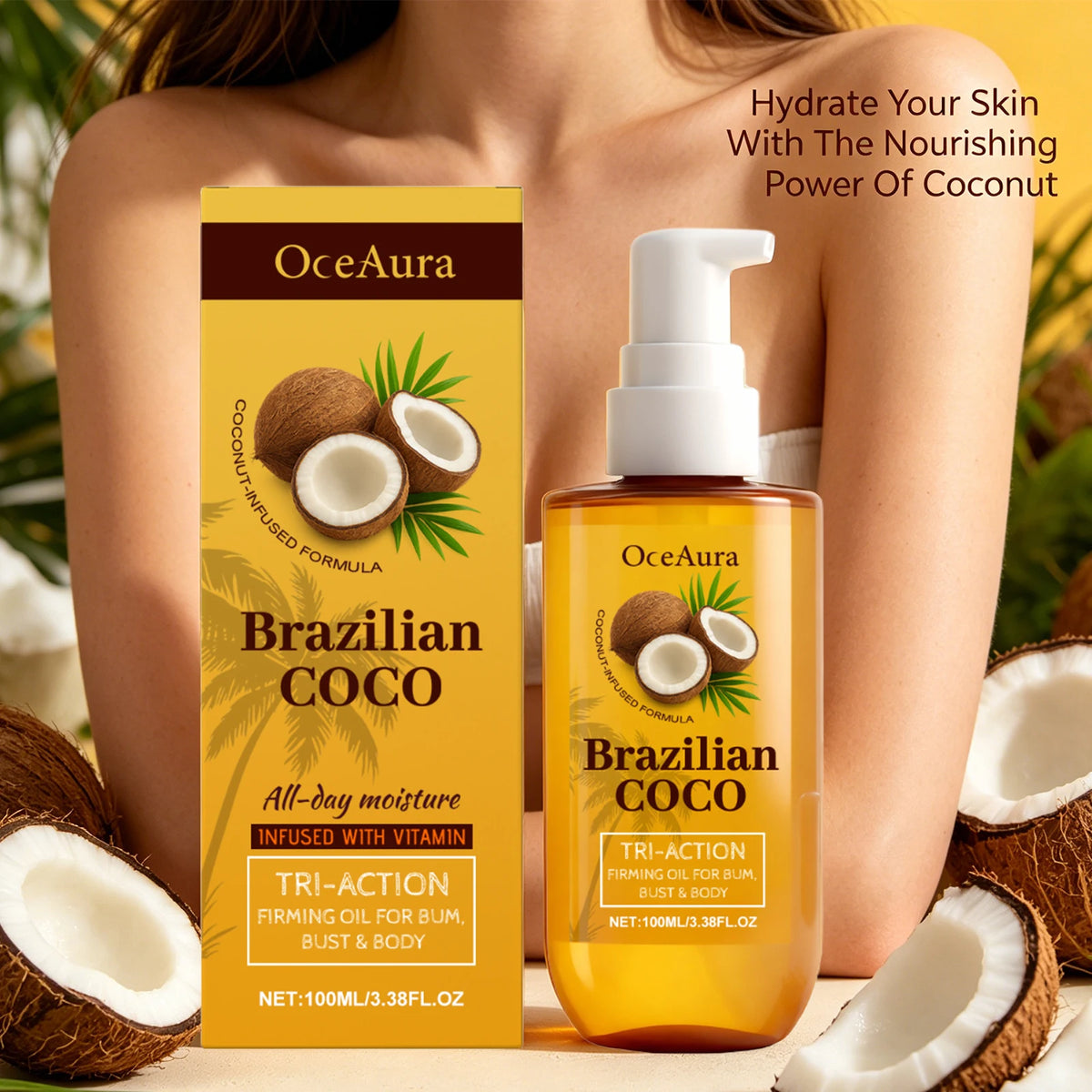Coconut Firming Oil Skin Tightening Moisturizer for Body Hydration and Elasticity Recovery