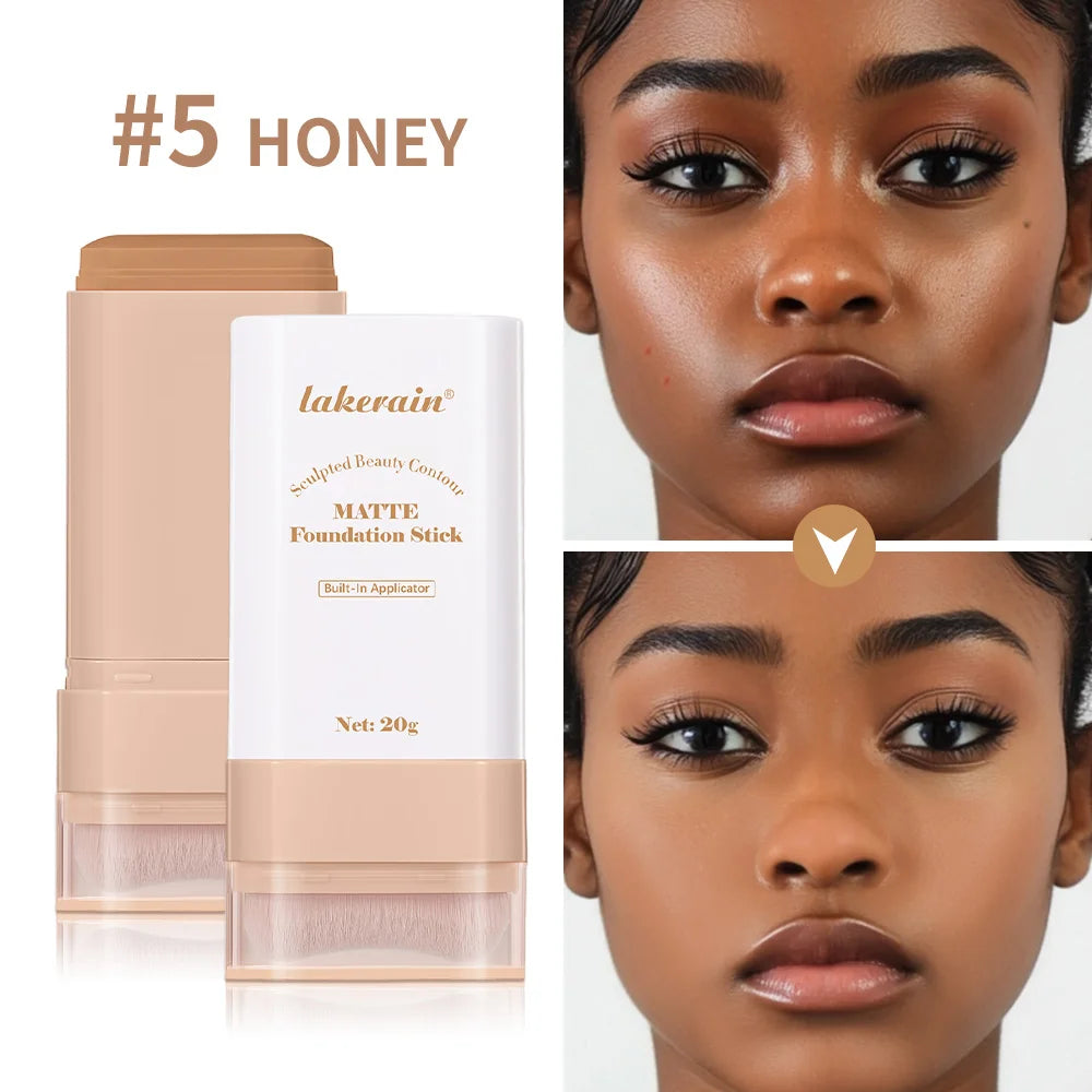 Matte Foundation Stick Face Concealer Makeup with Brush for Flawless Finish