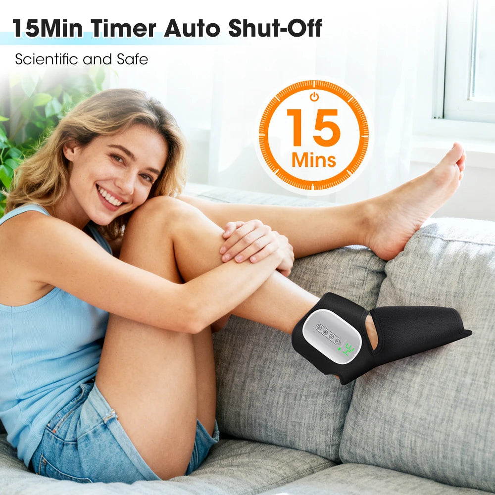 Cordless Foot Ankle Massager Heated Air Compression Wrap for Relaxation Pain Relief Home Use