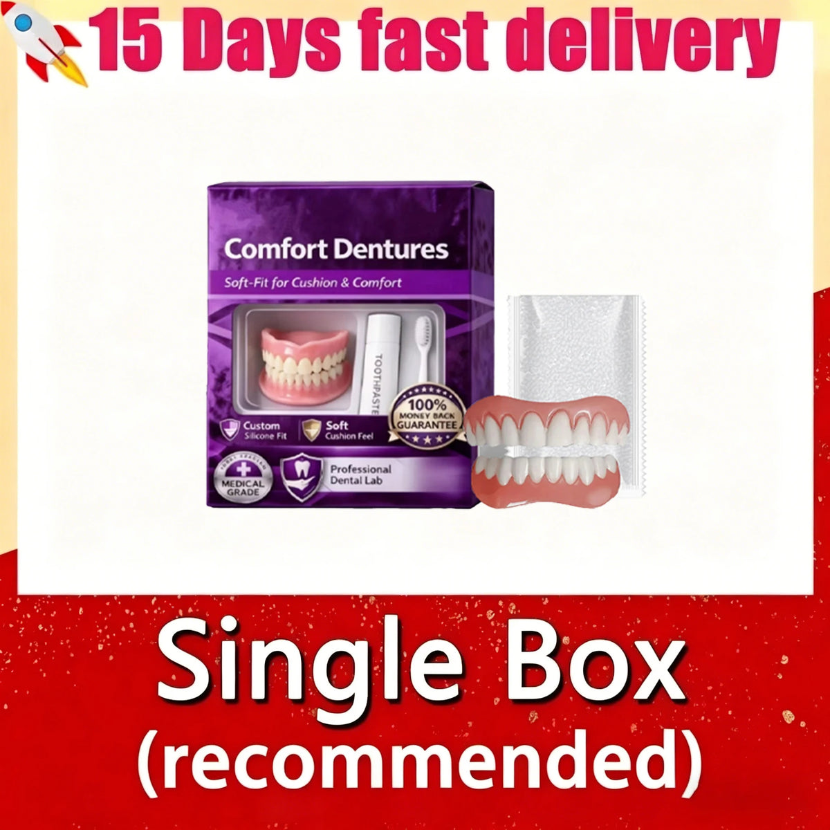 Silicone Dentures Full Set Fake Teeth for Natural Comfort Smile and Oral Beauty Improvement