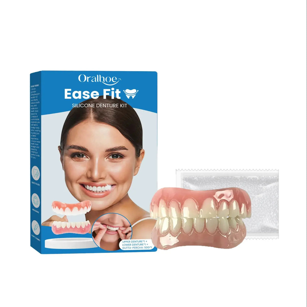Full Denture Set Silicone False Teeth Cosmetic Veneers for Smile Improvement