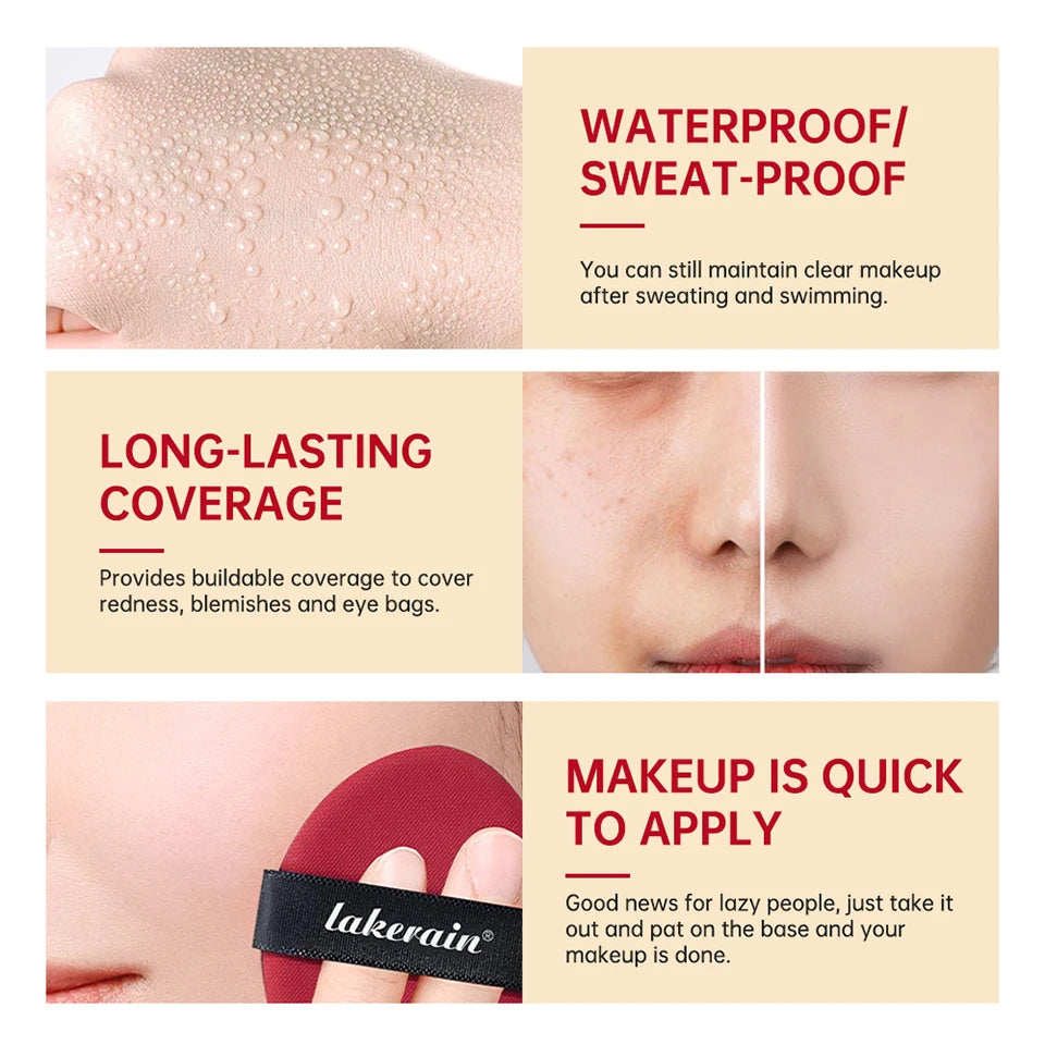 Air Cushion Foundation BB CC Cream Full Coverage Makeup for Flawless Matte Face Finish Daily Use