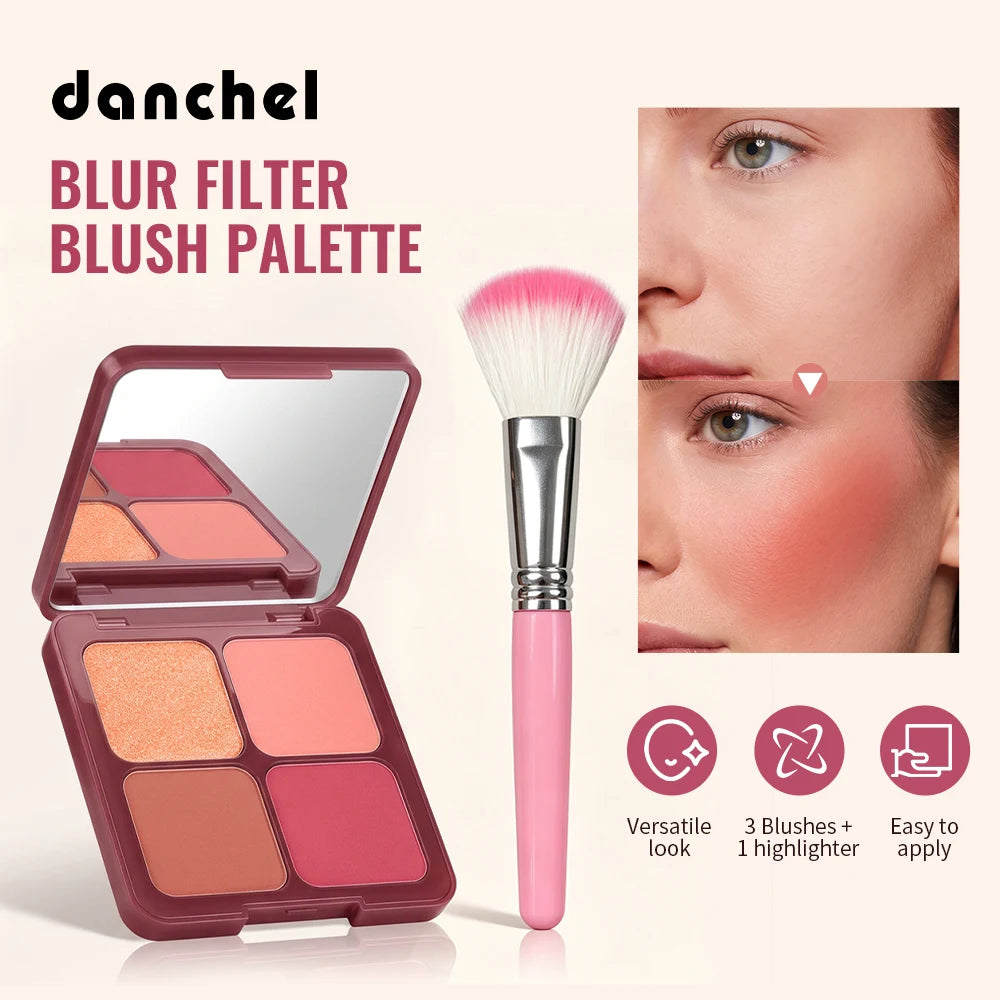 4 Color Blush Palette Matte Face Powder Makeup Set for Natural Cheek Glow - 2