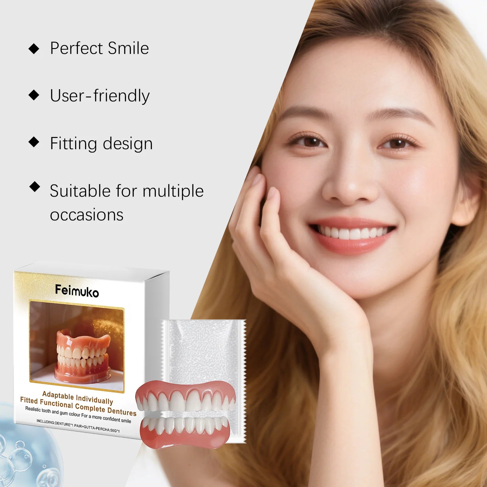 Denture Decoration Set Fake Teeth Veneers Resin Kit for Confident Smile - 10