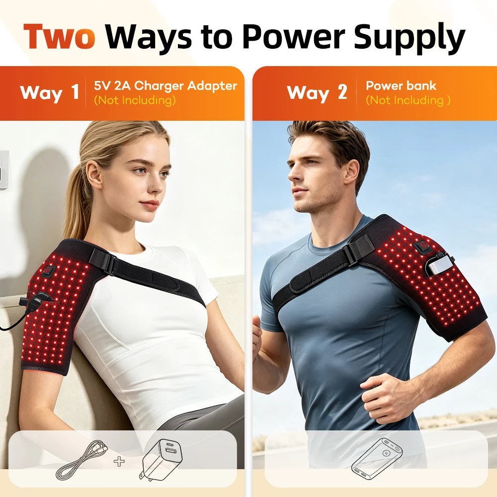 Electric Heated Shoulder Wrap Red Light Therapy Brace for Daily Joint Support Recovery