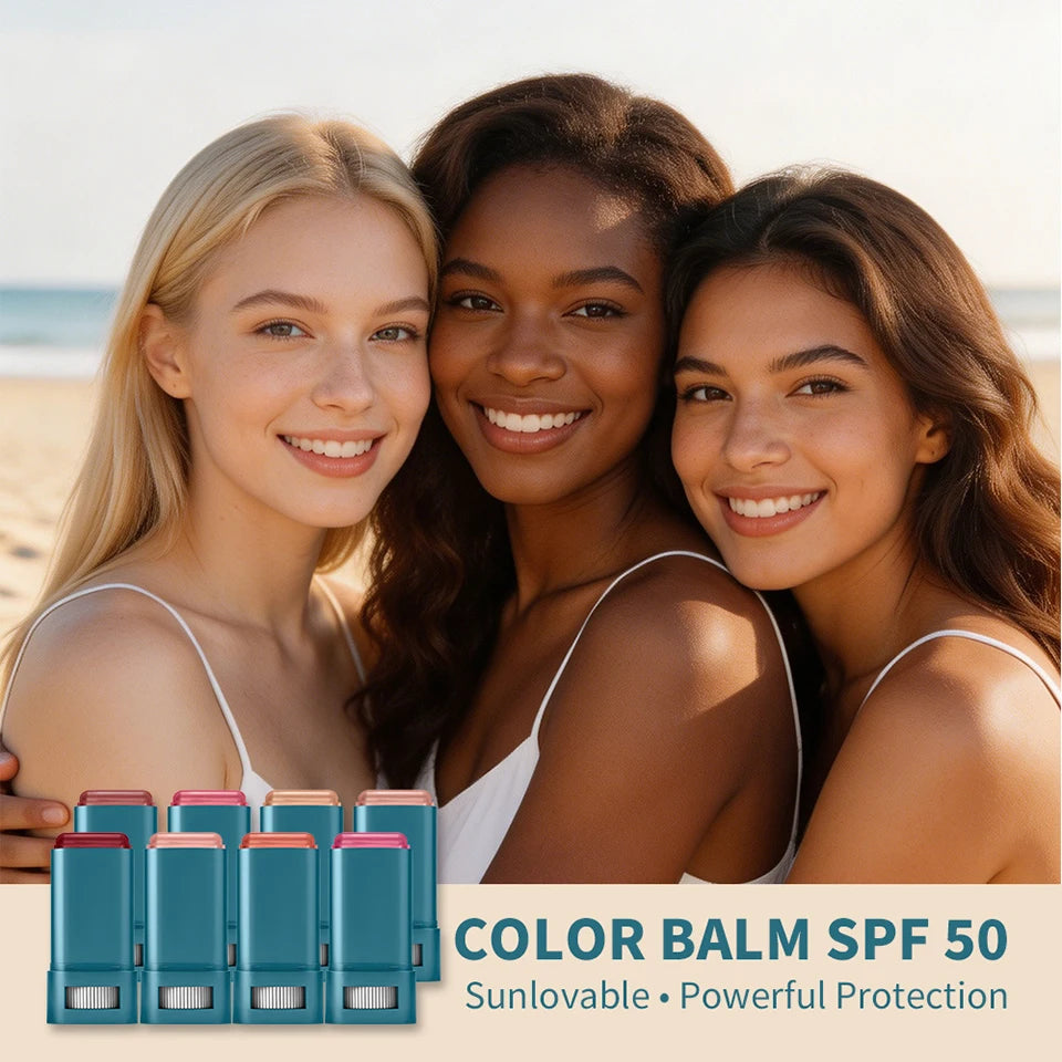 Sunscreen Blush Stick Tinted SPF 50 Cream Face Makeup for Glowing Cheeks - 14