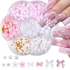 3D Nail Art Decorations Resin Charms Mixed Bowknot Pearl Beads for Manicure DIY Nail Design
