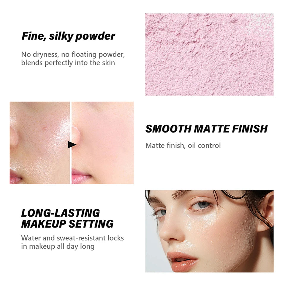 Loose Setting Powder Face Makeup Blurring Matte Finish for Long Lasting Oil Control Daily Use