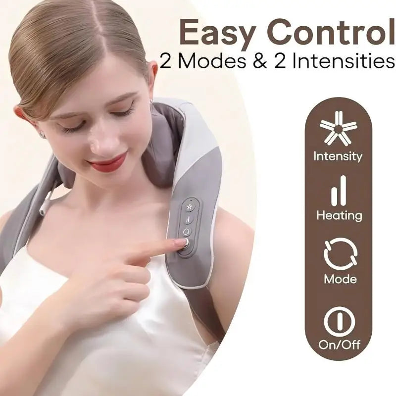 Wireless Neck Shoulder Massager Deep Tissue Kneading Pillow for Pain Relief and Home Relaxing