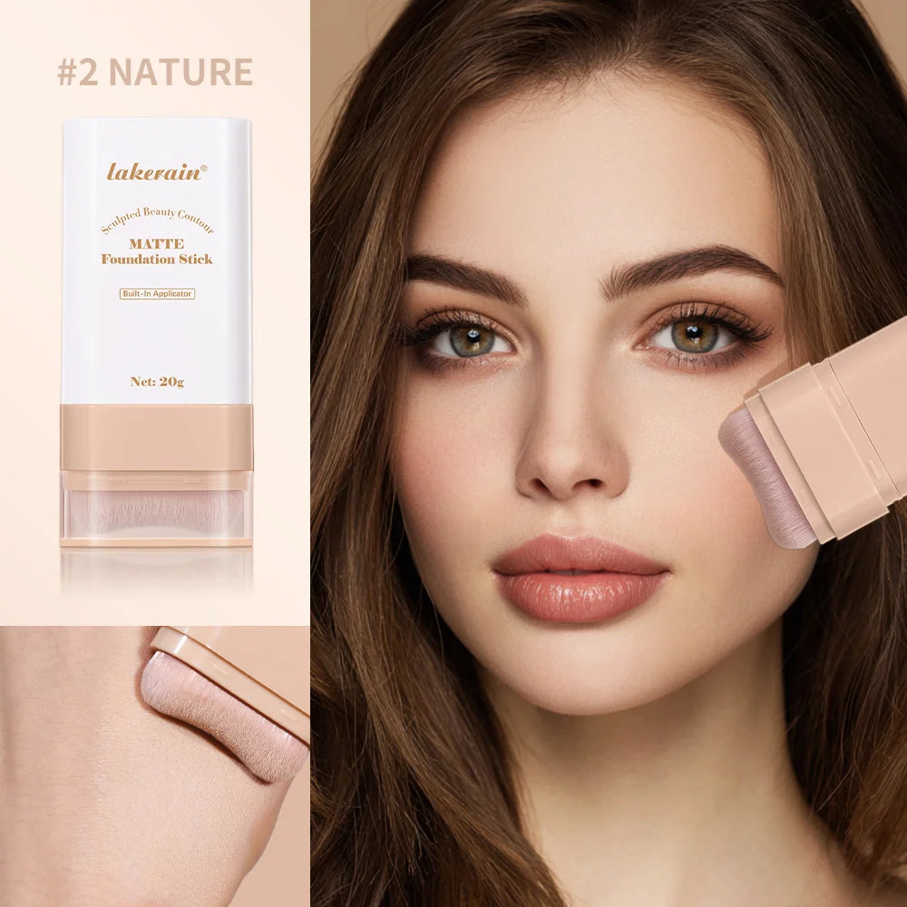 Matte Foundation Stick Face Concealer Makeup with Brush for Flawless Finish