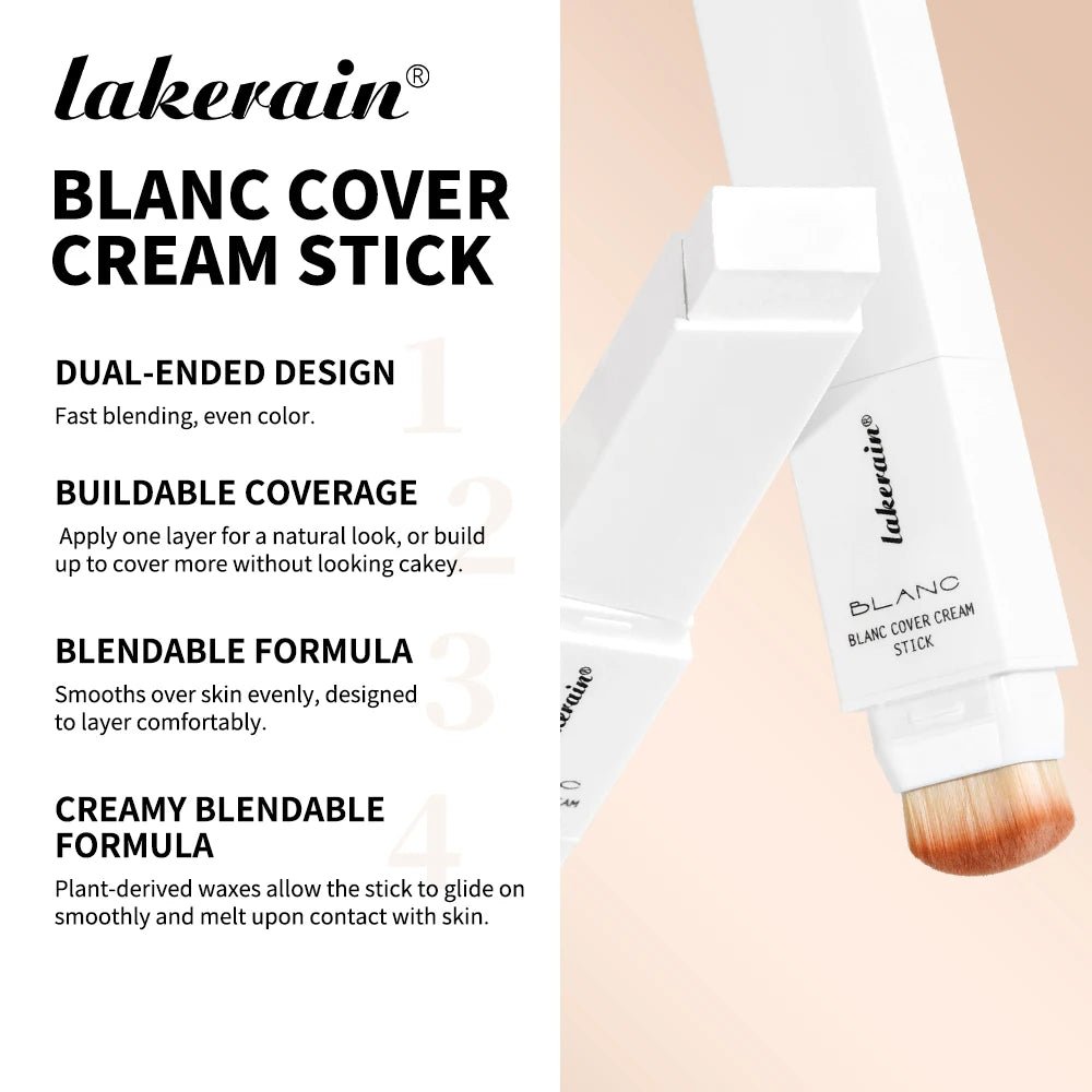 Foundation Stick Cream Makeup Buildable Coverage with Detachable Brush for Smooth Face Application - 5
