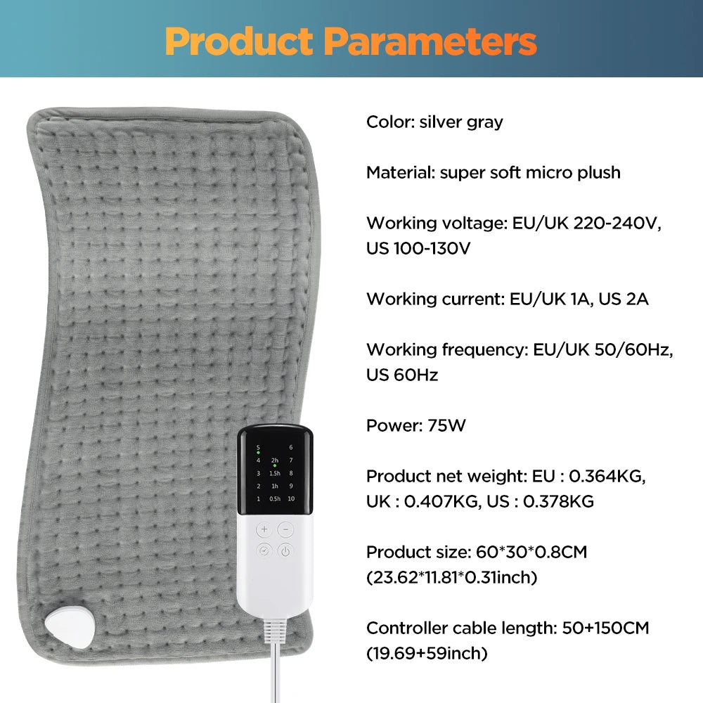 Electric Heating Pad Heated Therapy Mat with Auto Shut Off for Back Neck and Shoulder Pain Relief