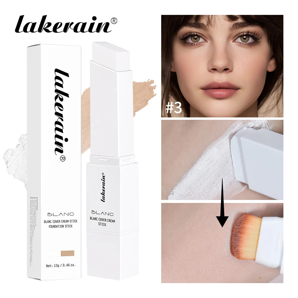 Foundation Stick Cream Makeup Buildable Coverage with Detachable Brush for Smooth Face Application