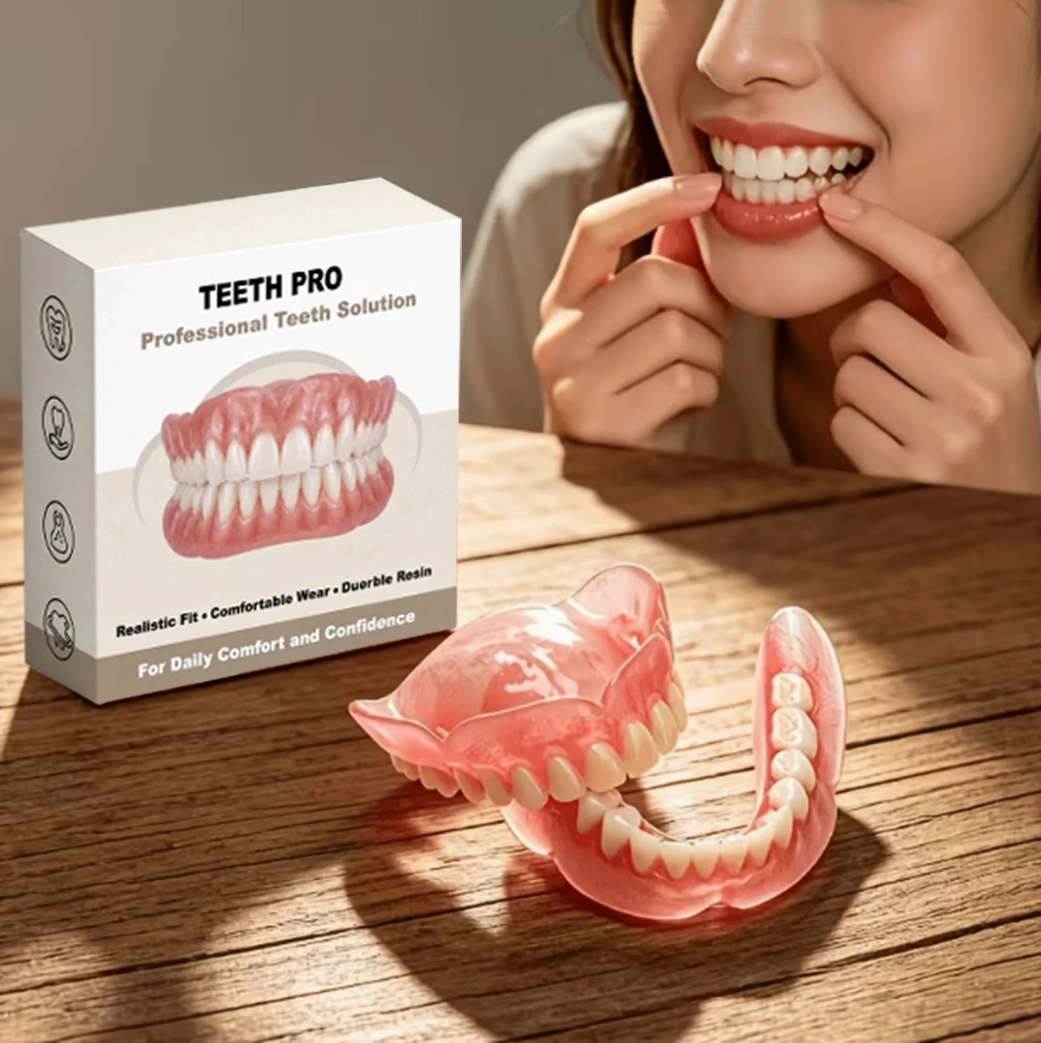 Soft Silicone Dentures False Teeth Cosmetic Veneers for Natural Looking Bright Smile - 1