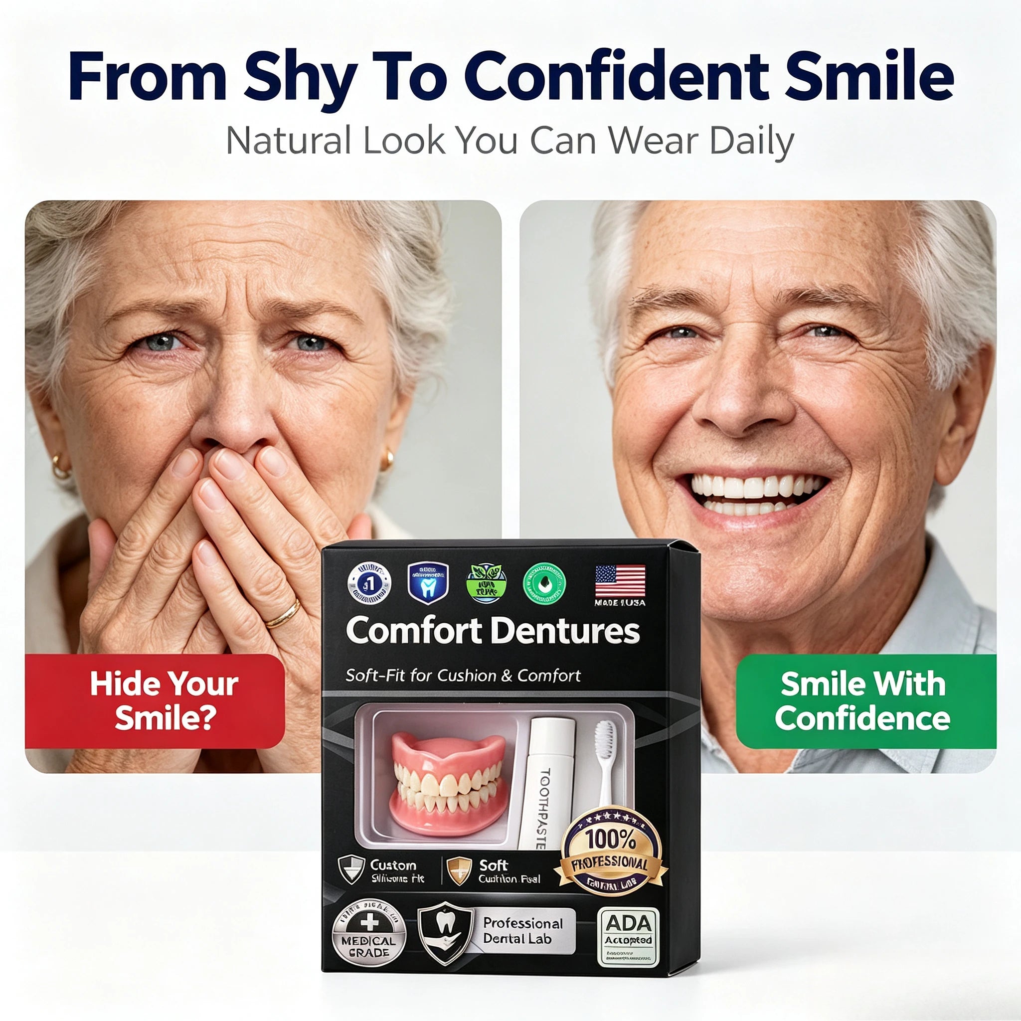 Moldable Denture Set Instant Smile Veneers Natural Temporary Teeth for Daily Cosmetic Use - 9