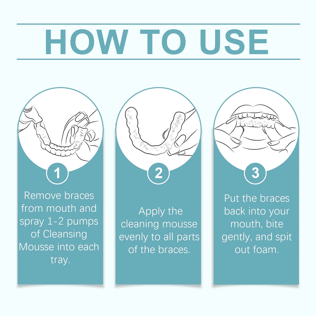 Aligner and Retainer Cleaner Foam Mousse Whitening Agent for Daily Dental Appliance Care