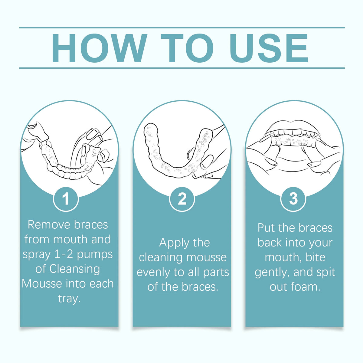 Aligner and Retainer Cleaner Foam Mousse Whitening Agent for Daily Dental Appliance Care