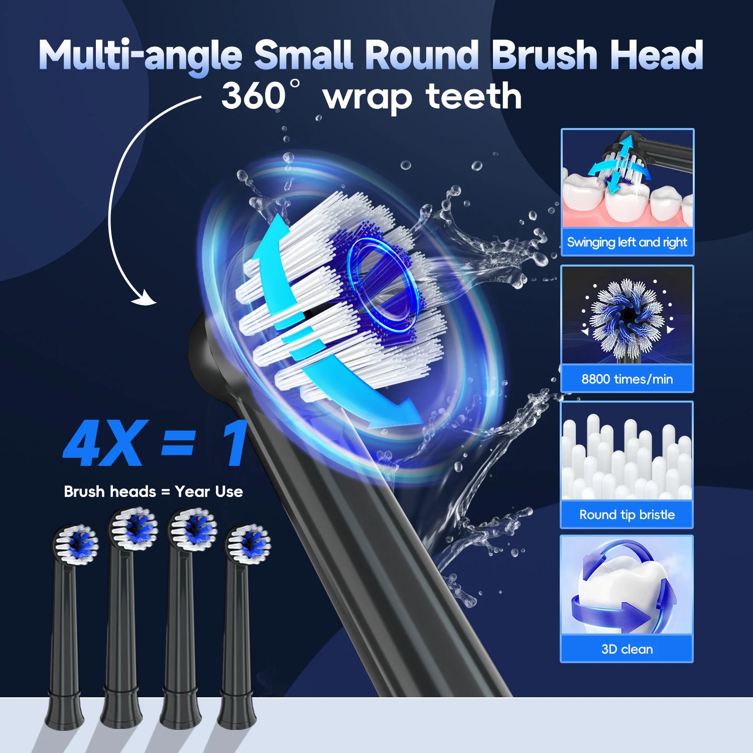 Electric Water Flosser and Toothbrush Set Oral Irrigator for Teeth Whitening Gum Care - 3