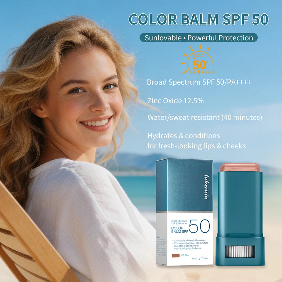 Sunscreen Blush Stick Tinted SPF 50 Cream Face Makeup for Glowing Cheeks