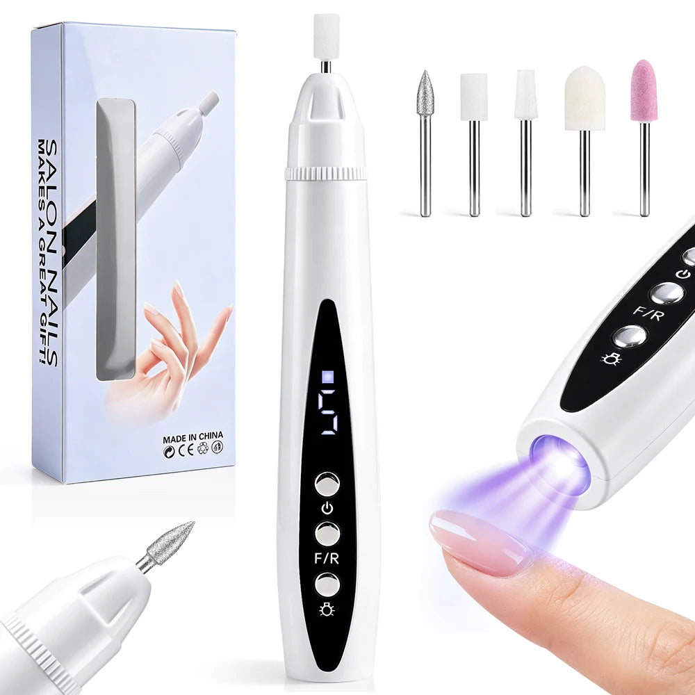 Electric Nail Drill and UV Lamp Manicure Tool Cordless File for Home Salon Nail Care Use - 17