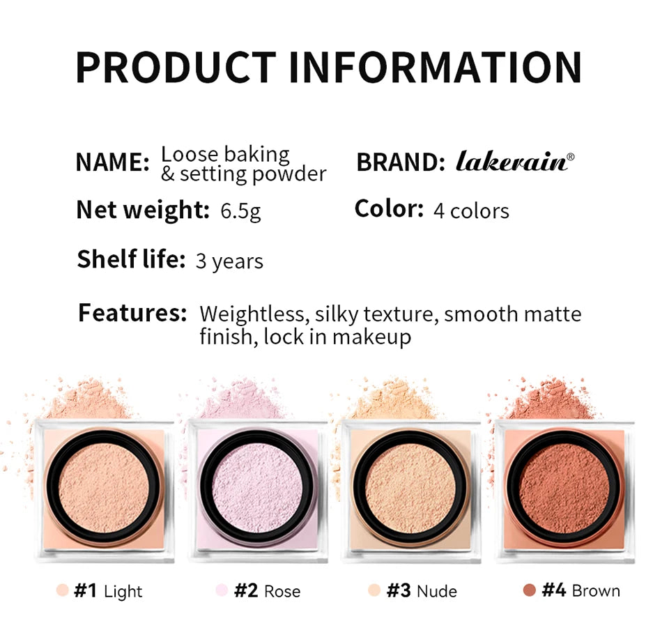 Loose Setting Powder Face Makeup Blurring Matte Finish for Long Lasting Oil Control Daily Use